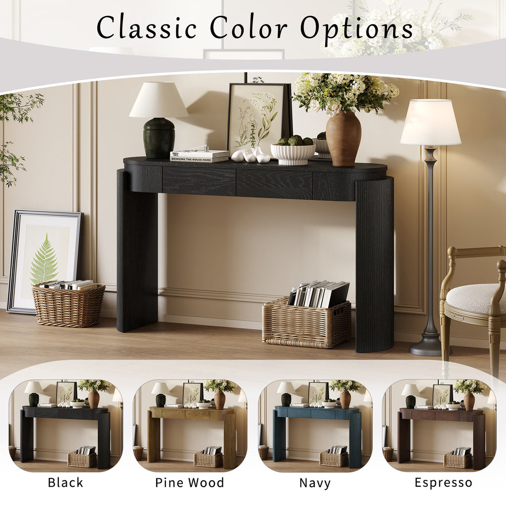 Entryway Console Table with Fluted Legs & Storage Drawers