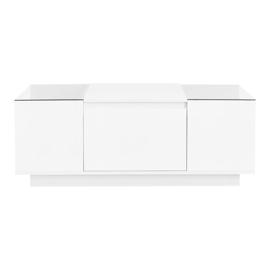 Modern LED Coffee Table with High-Gloss Finish and Glass Tabletop