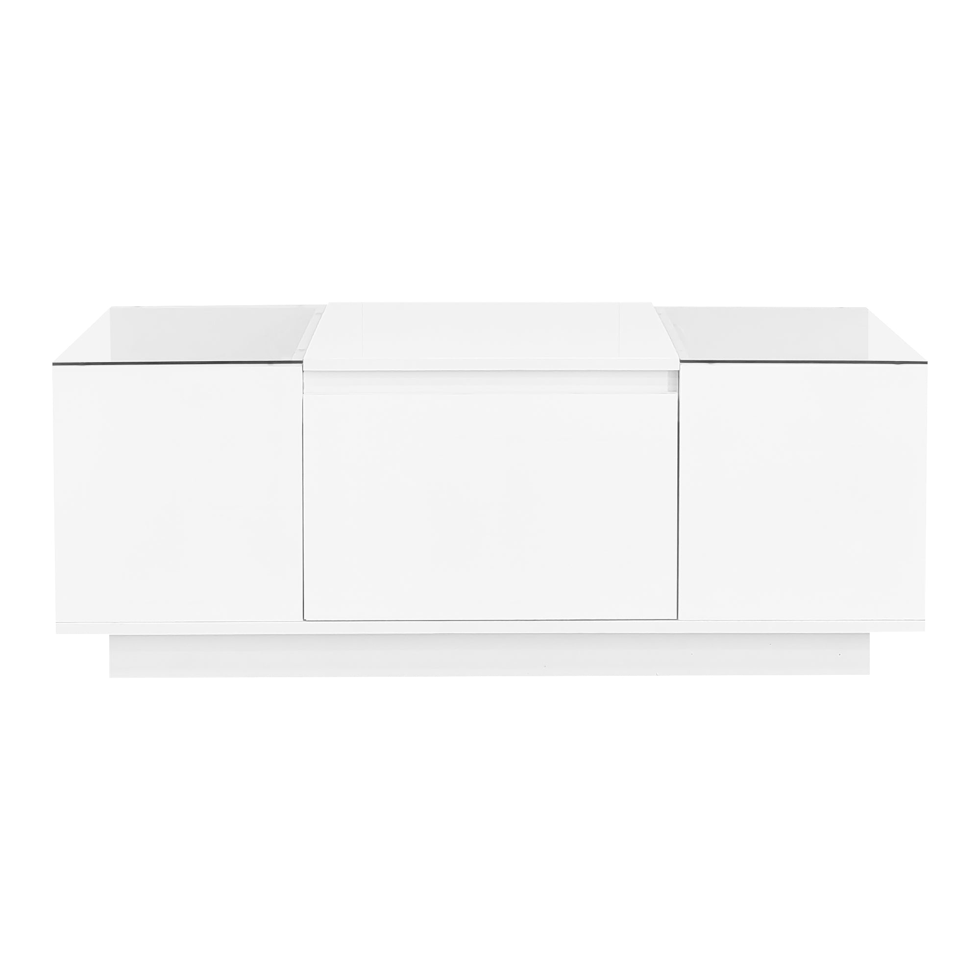 Modern LED Coffee Table with High-Gloss Finish and Glass Tabletop