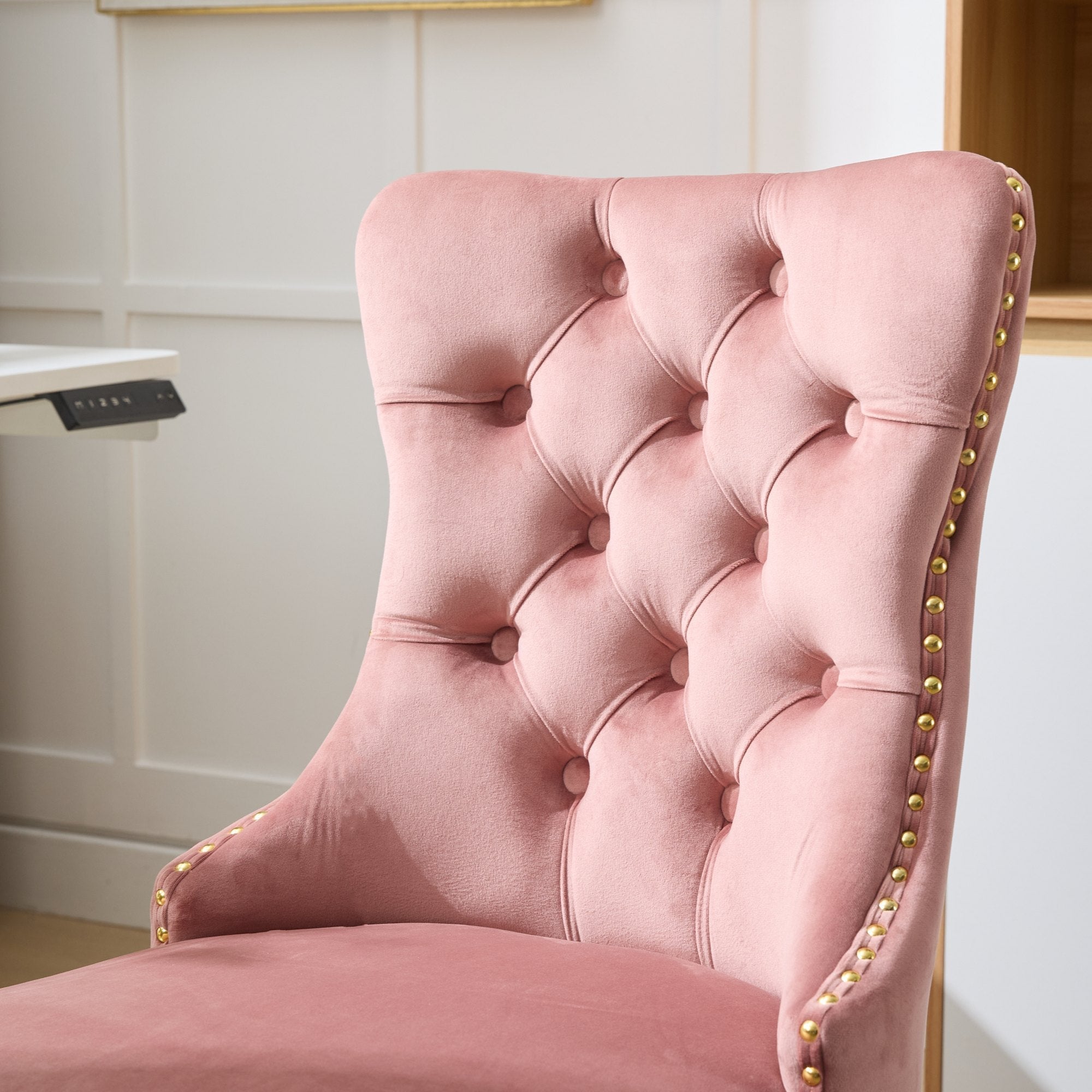 Modern Velvet Upholstered Tufted Button Home Office Chair
