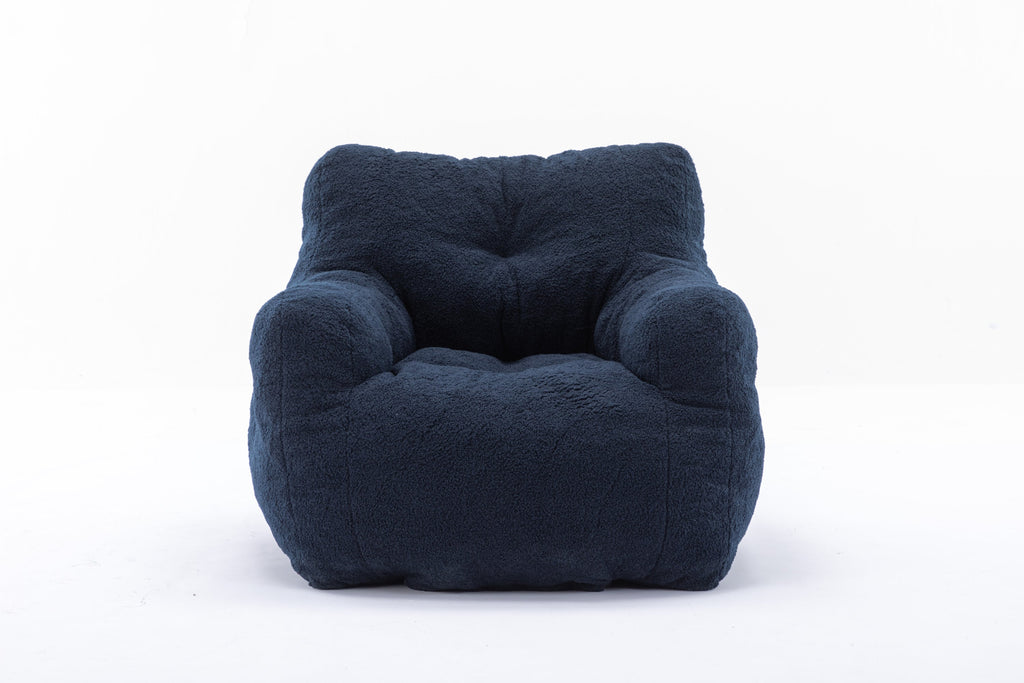 Teddy Fabric Tufted Foam Bean Bag Chair with Memory Sponge
