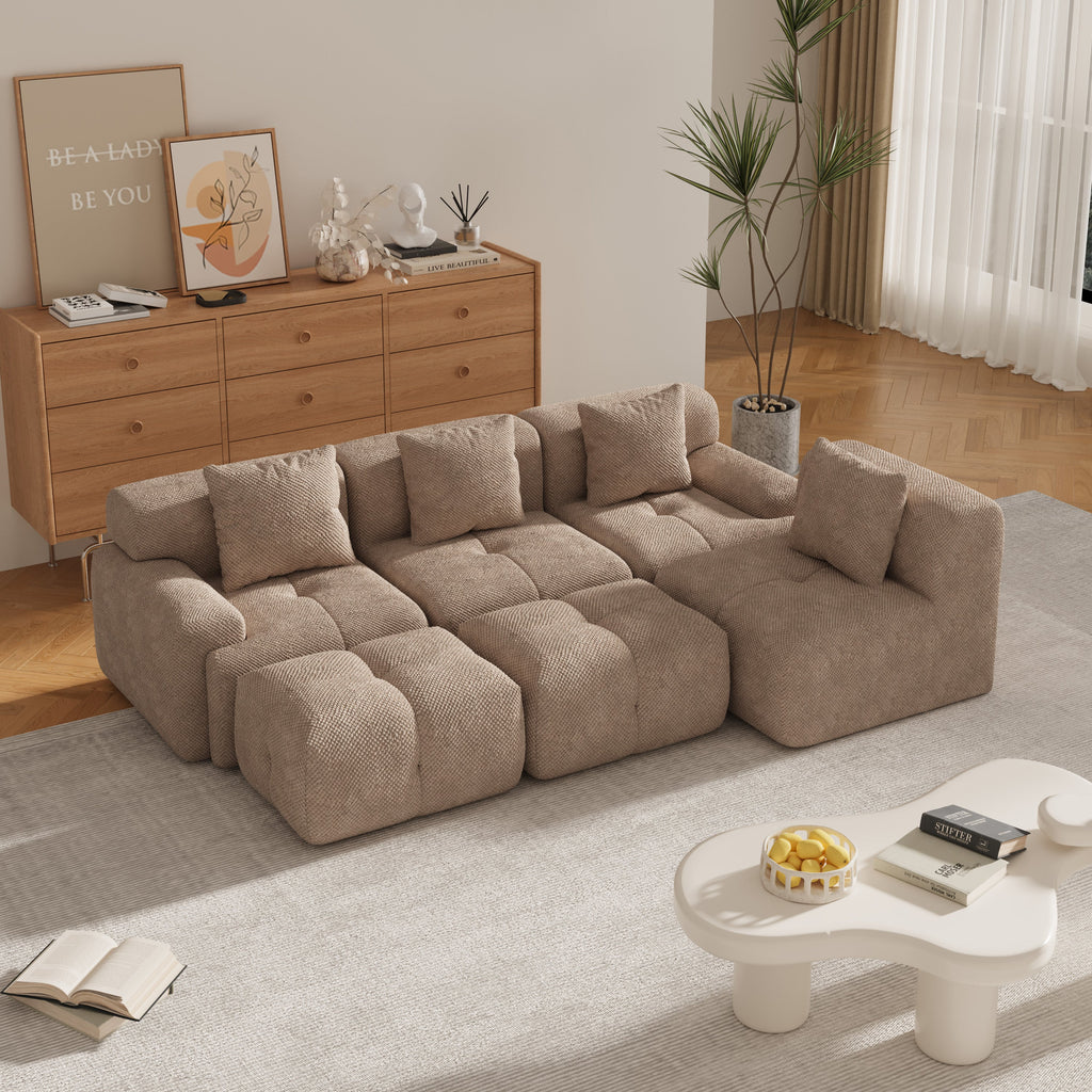 Oversized Boneless Convertible Cloud Couch with Movable Ottoman