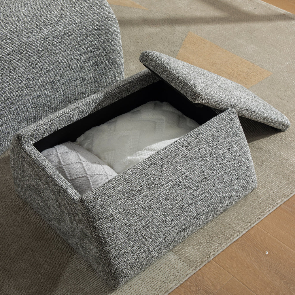 24.8 ' Wide Modern Upholstered Armless Chair with Storage Ottoman