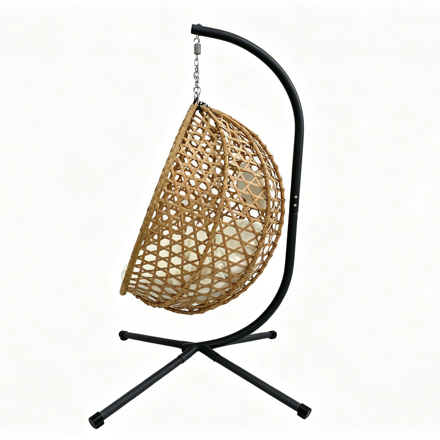 Folding PE Rattan Hanging Egg Chair with Aluminum Steel Frame