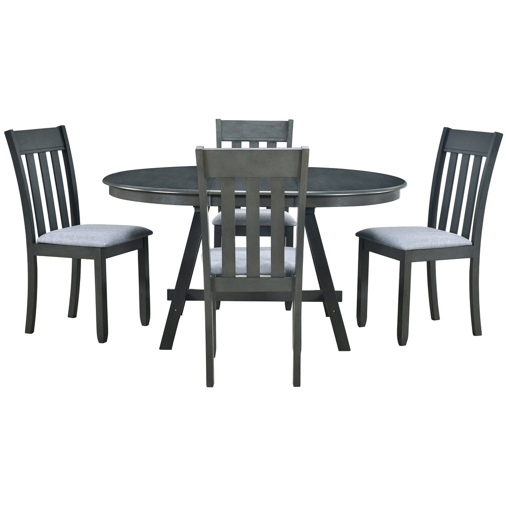 Modern Farmhouse 5-Piece Wood Dining Table Set