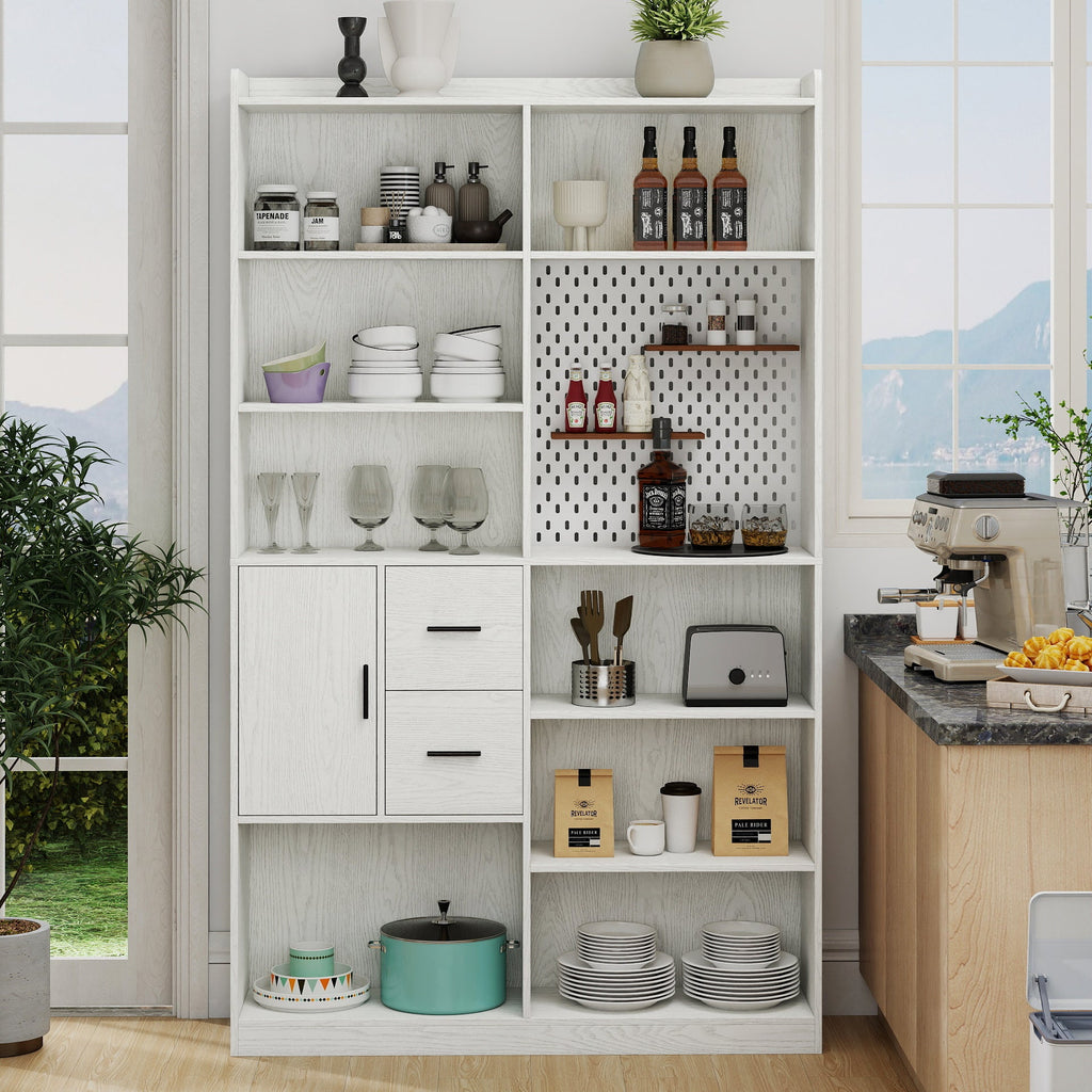 79" Tall Kitchen Pantry Cabinet with Pegboard