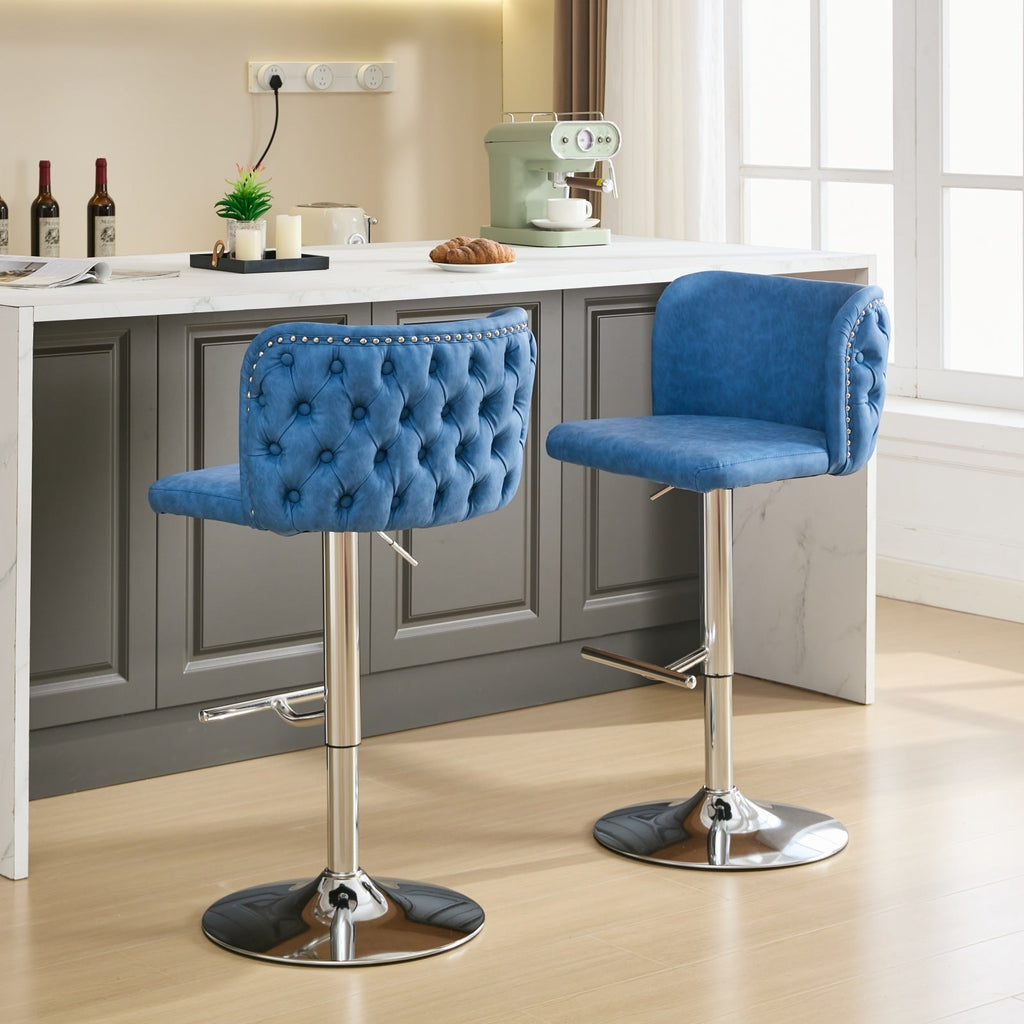 Modern PU Upholstered Bar Stools (Set of 2)