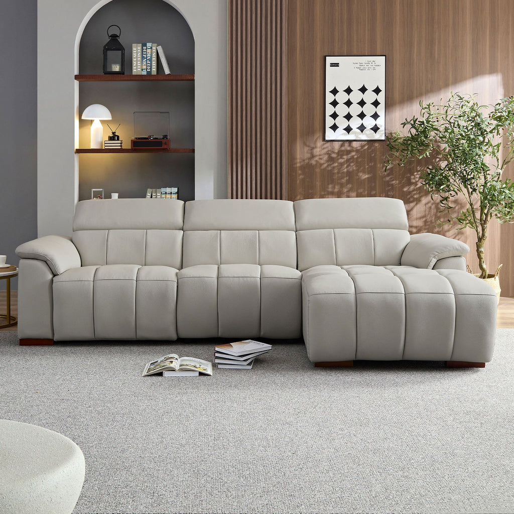Modern Electric Control Genuine Leather L Shaped Couch