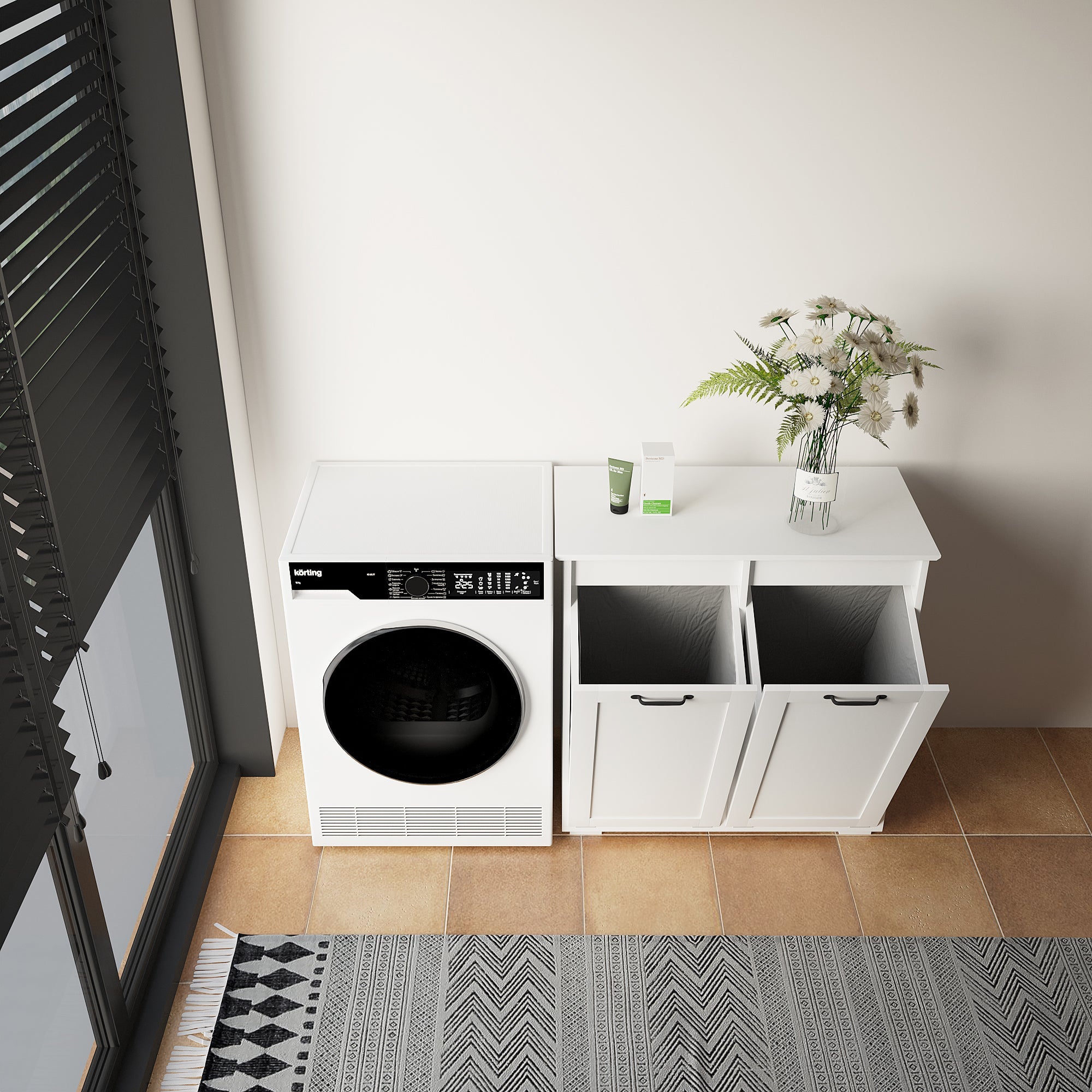 Laundry Cabinet with 2 Removable Liner Bags