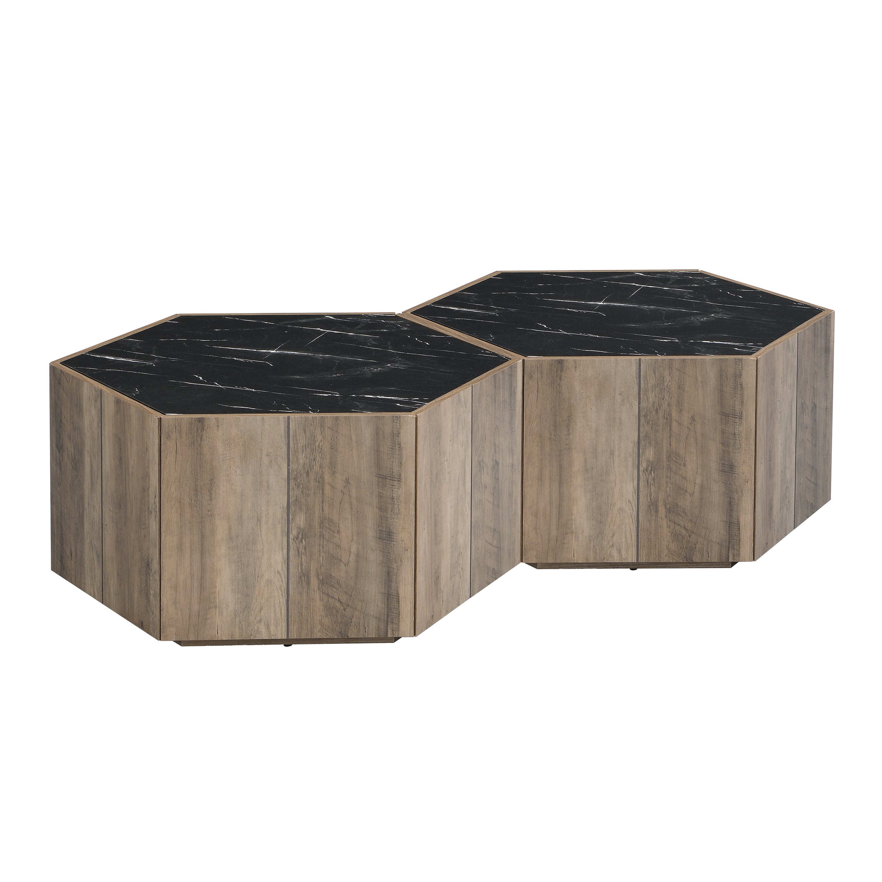 Hexagonal Rustic Retro Wood Coffee Table