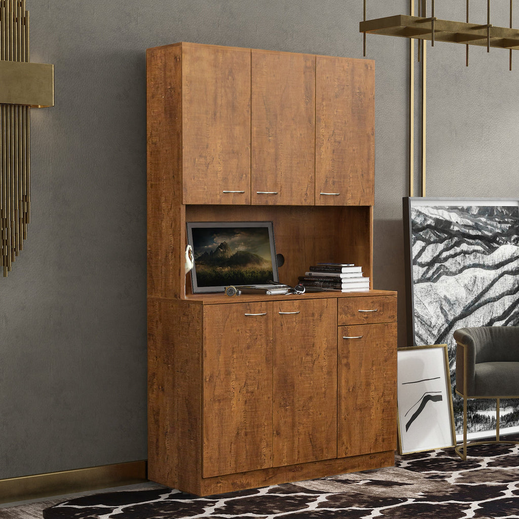 70.87' Tall White Kitchen Cabinet with 6-Doors