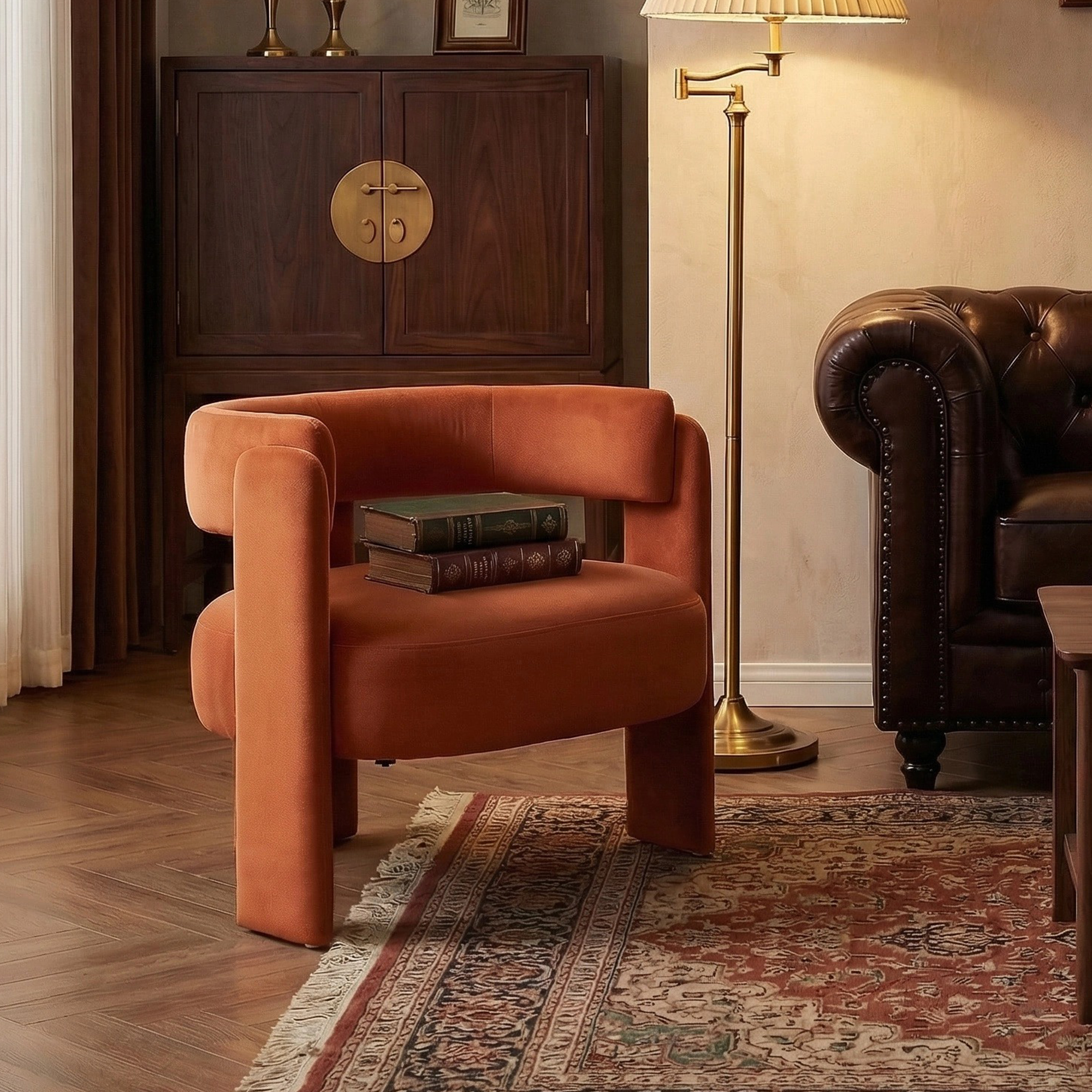 Mid-Century Velvet Comfy Single Sofa Accent Chair