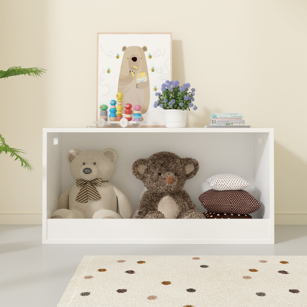White Wooden Open Toy Storage Box for Kids