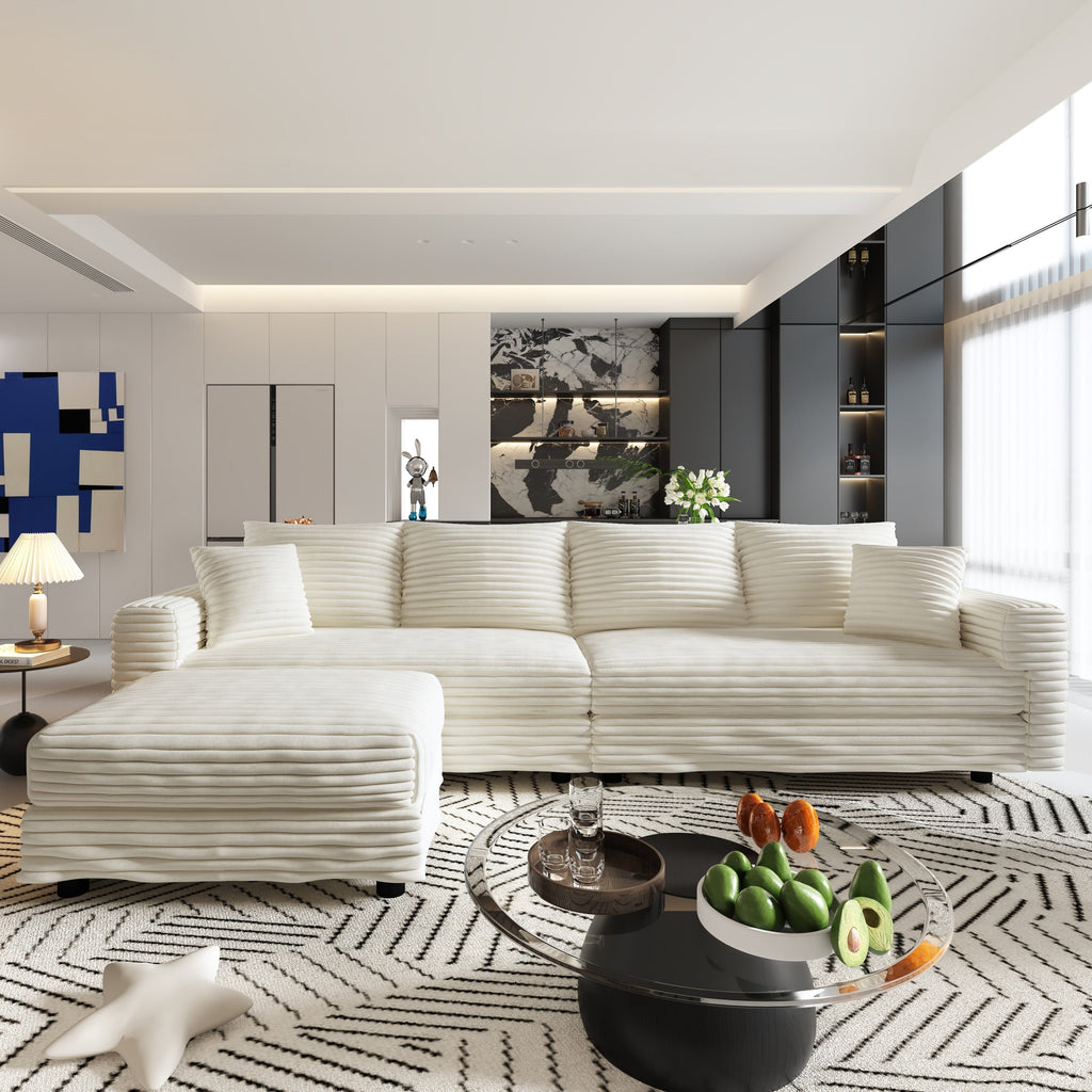 Modern 4 Seat Comfy Upholstered Sofa + Ottoman Option