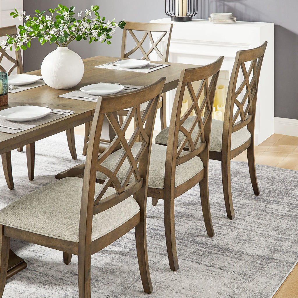 Wooden Frame Upholstered Dining Chairs (Set of 2)