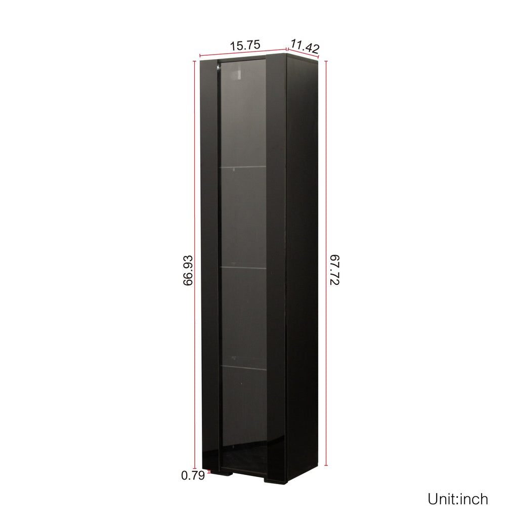 Black Side Cabinet with Aluminum Strip Lamp