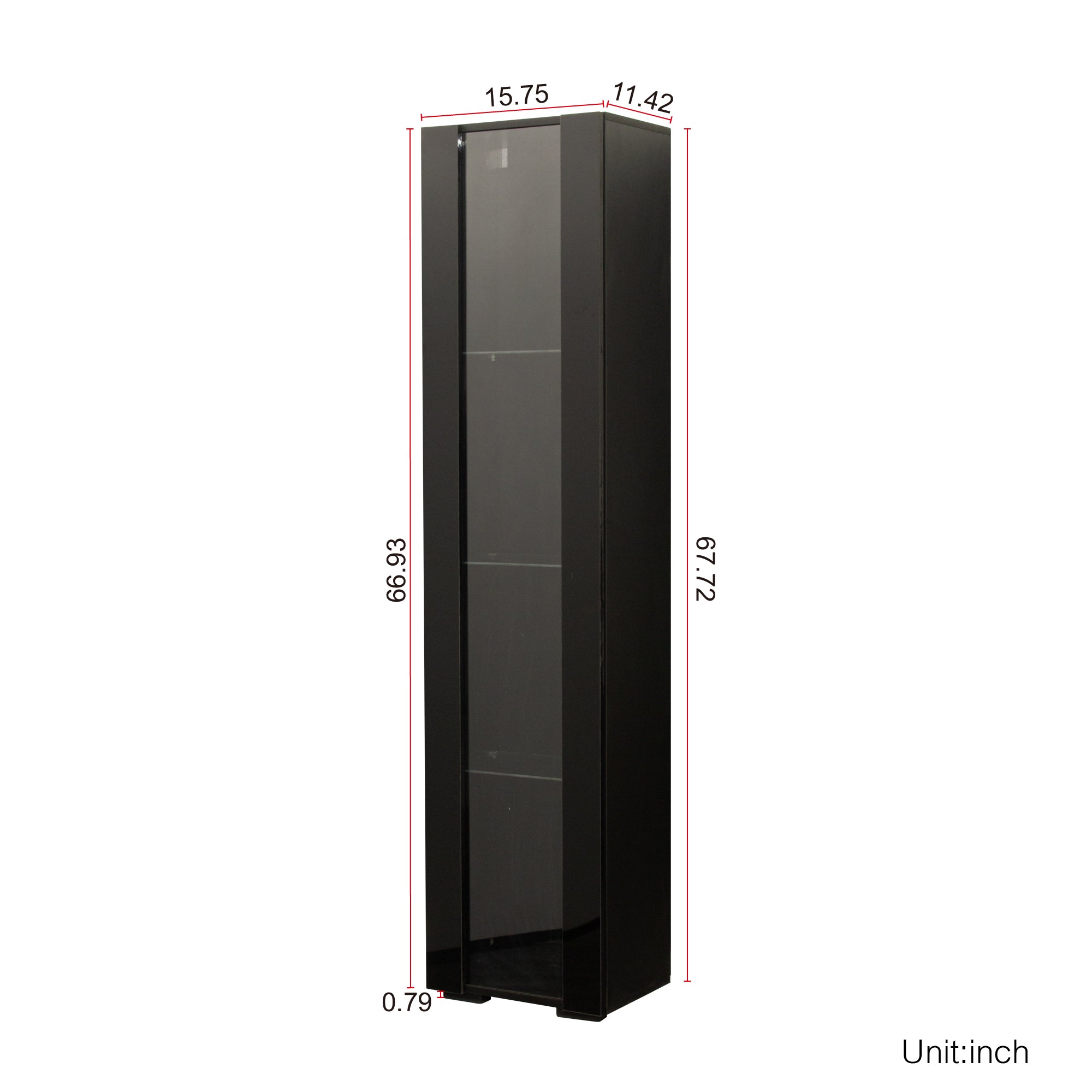 Black Side Cabinet with Aluminum Strip Lamp