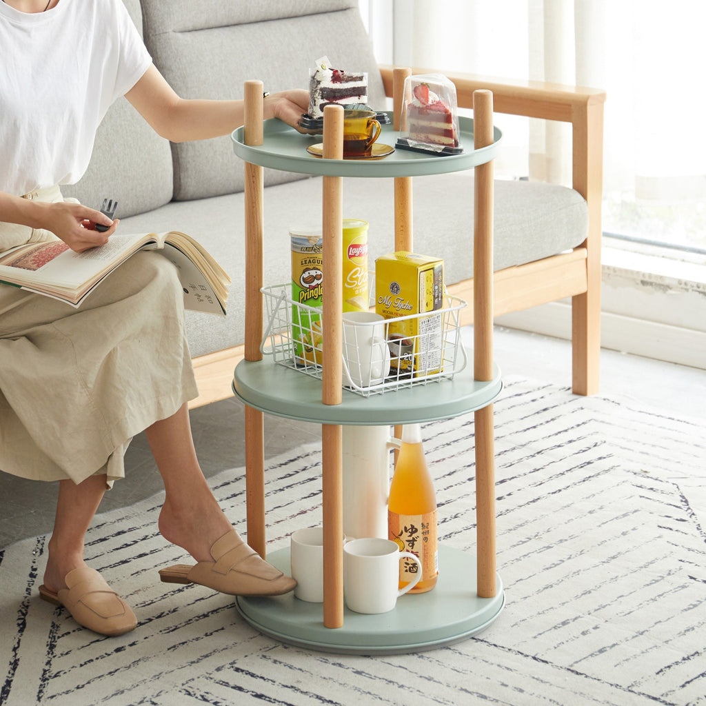 Multifunctional 360° Rotating Bookshelf with 3-Tier