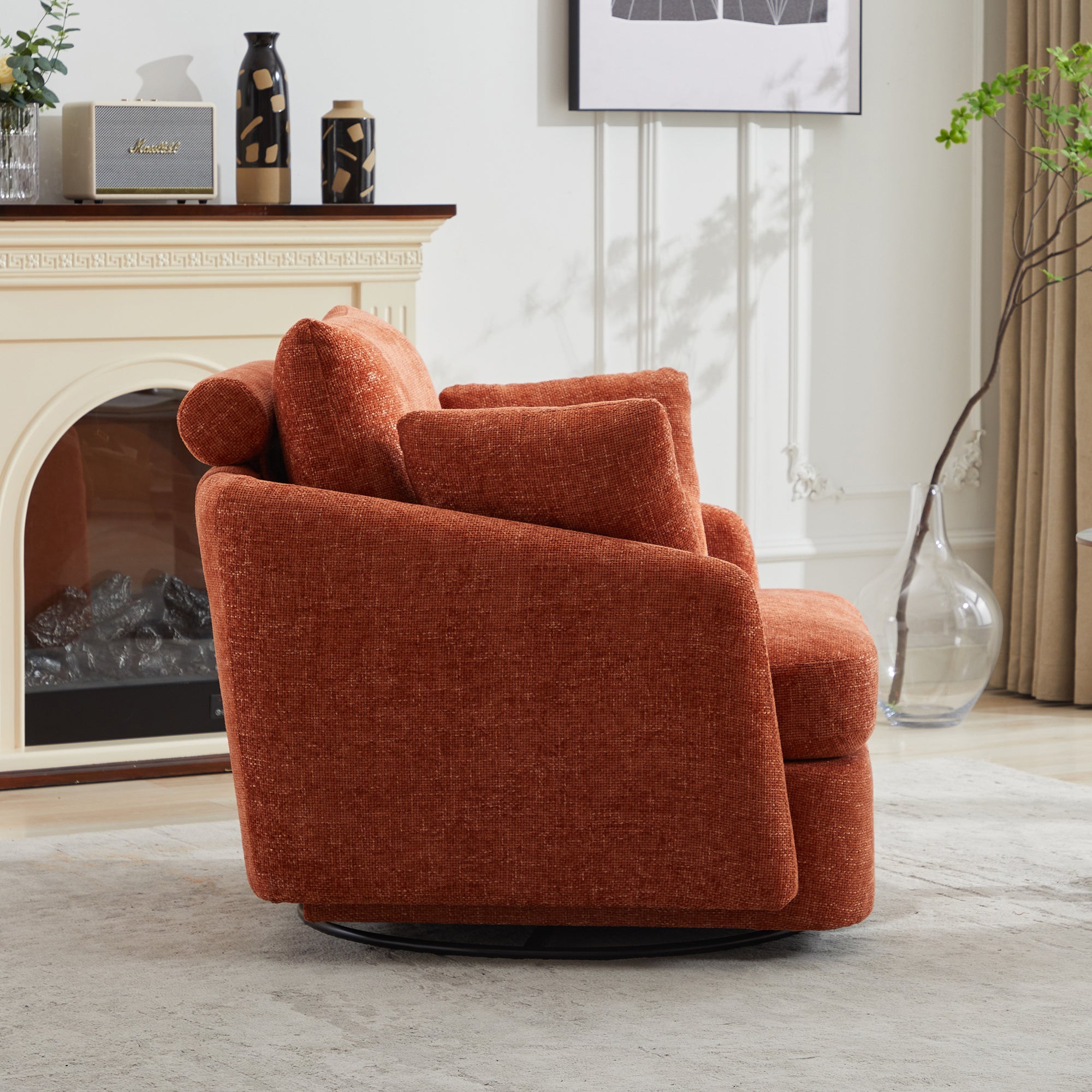 40.55'W Swivel Accent Sofa Chair with 2 Thorw Pillows