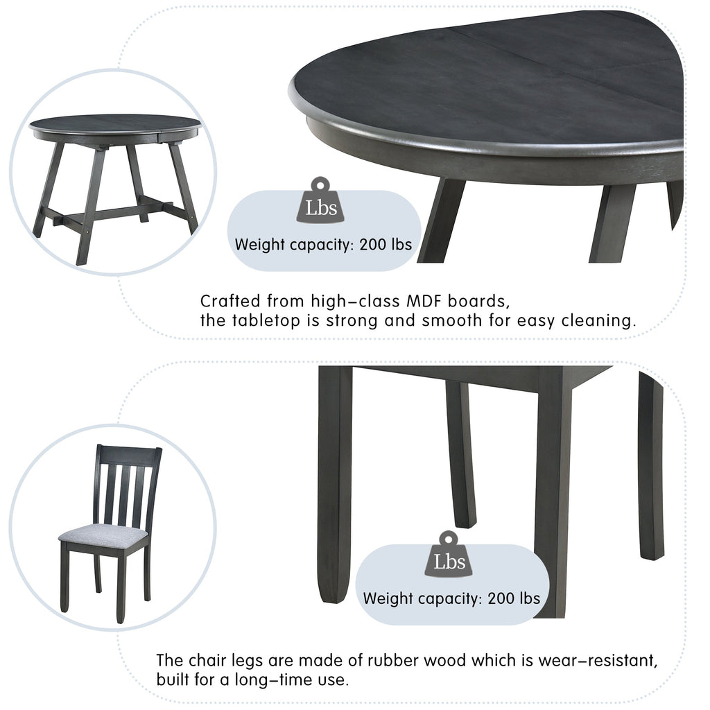 Modern Farmhouse 5-Piece Wood Dining Table Set