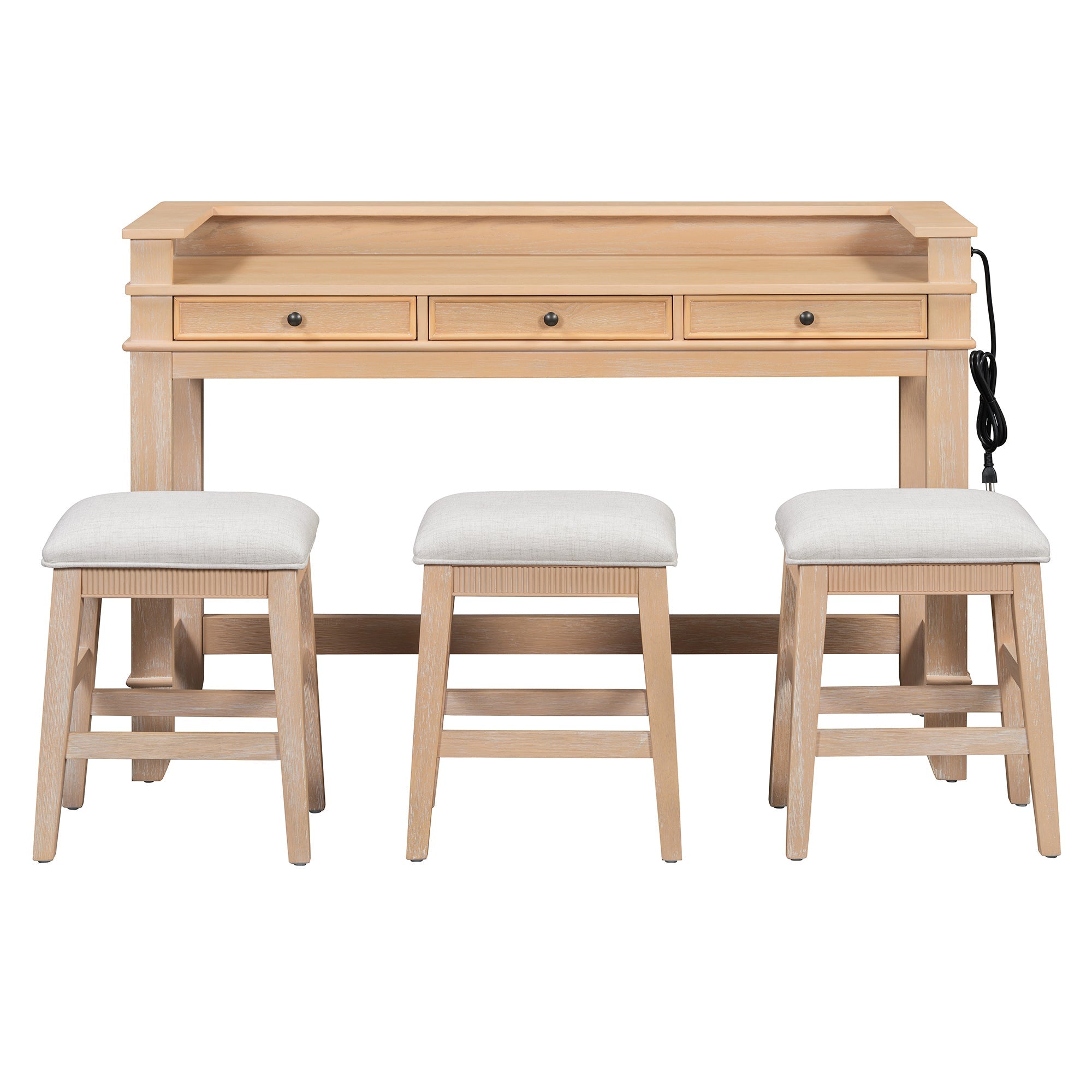 Retro Kitchen Table and Chairs Set with 3 Storage Drawers