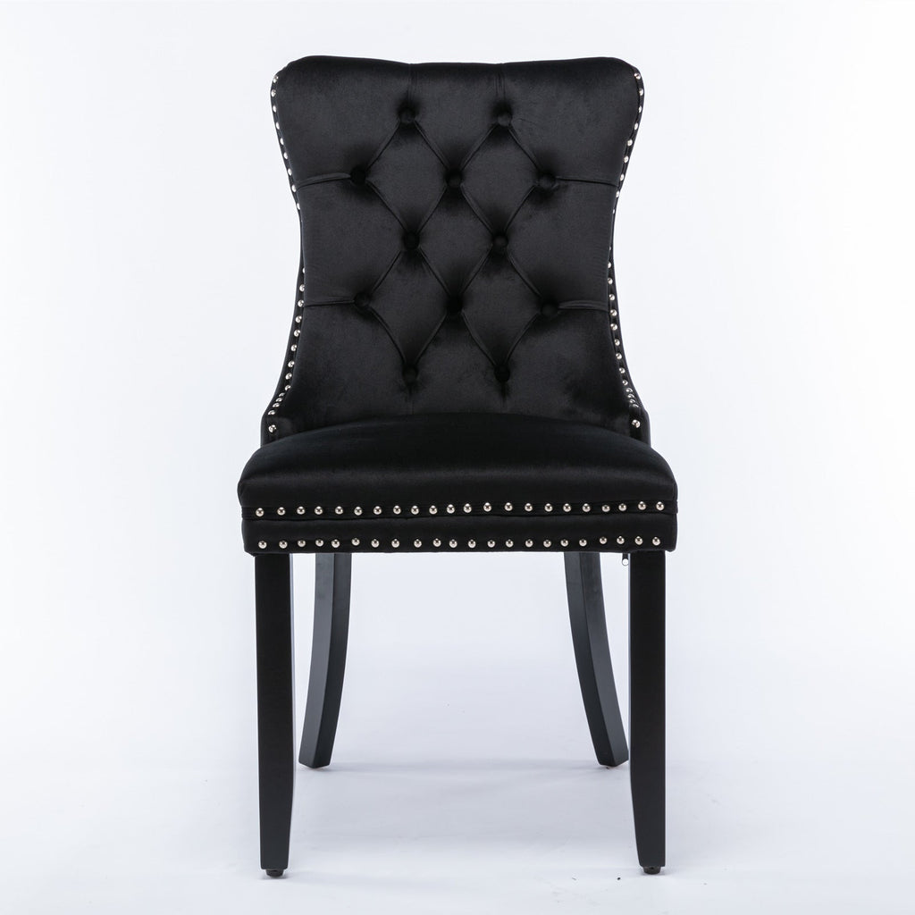 Modern High-end Tufted Solid Wood Velvet Dining Chair(Set of 2)