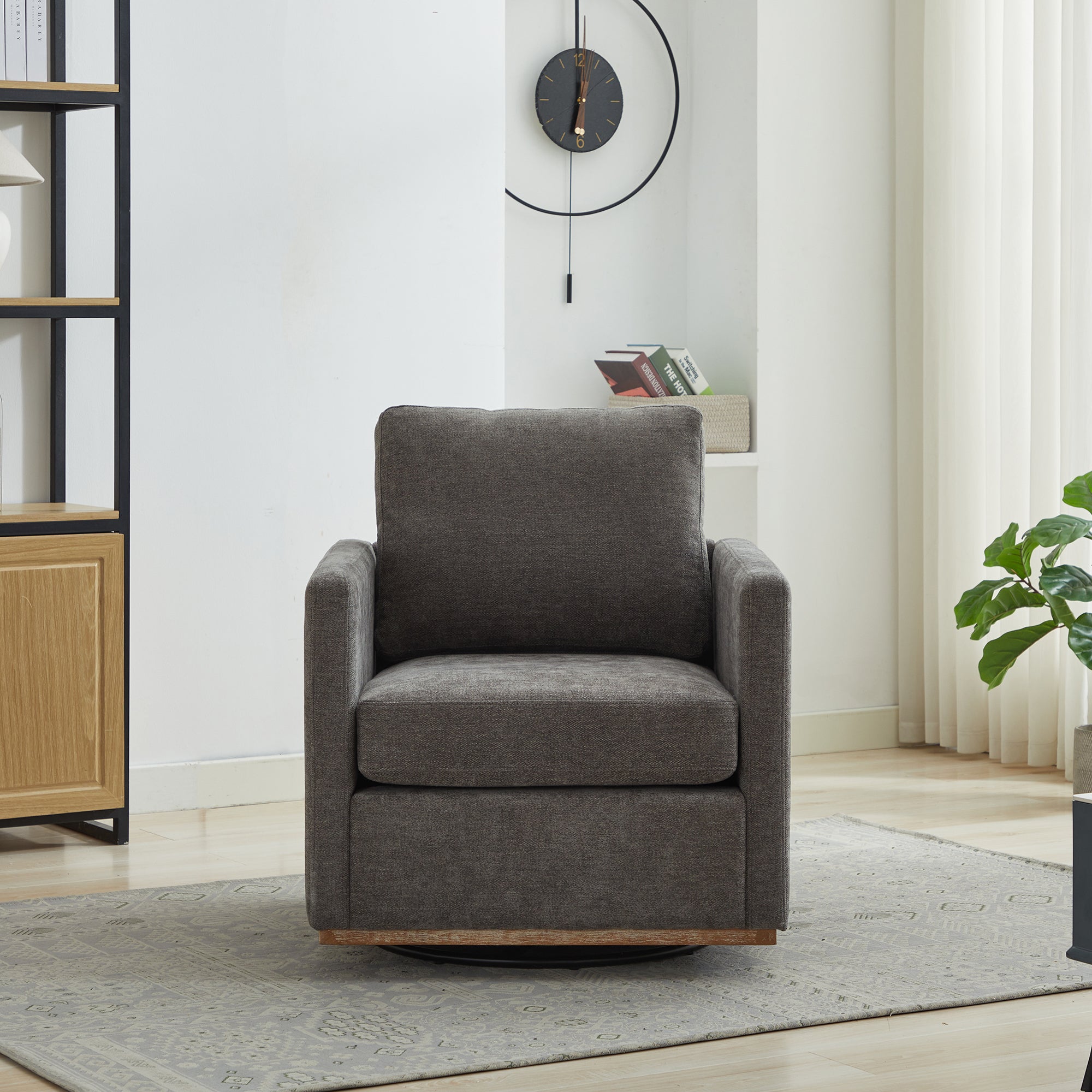 Modern Square Chenille Upholstered Swivel Accent Chair
