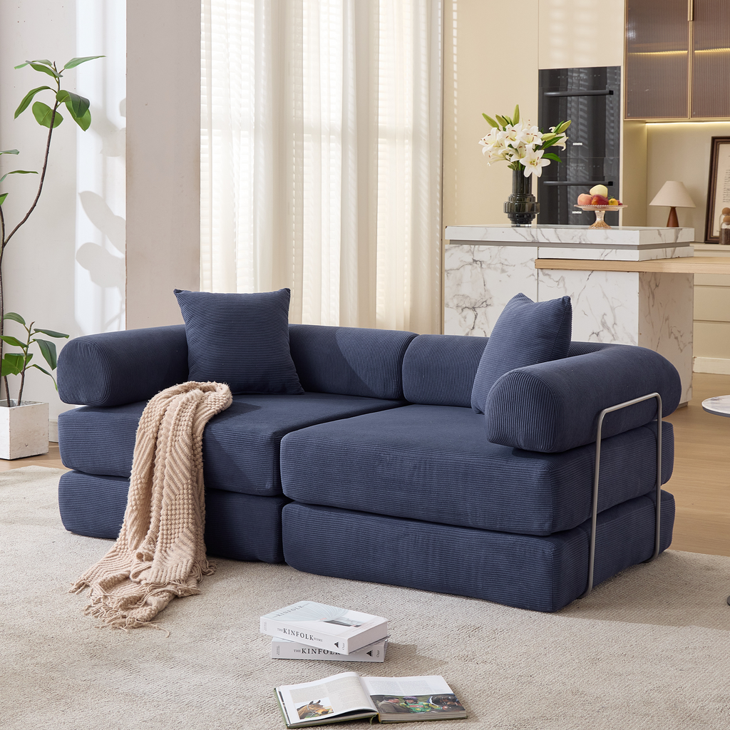 2 Seat Convertible Couch Folding Mattress Couch Sofa Bed