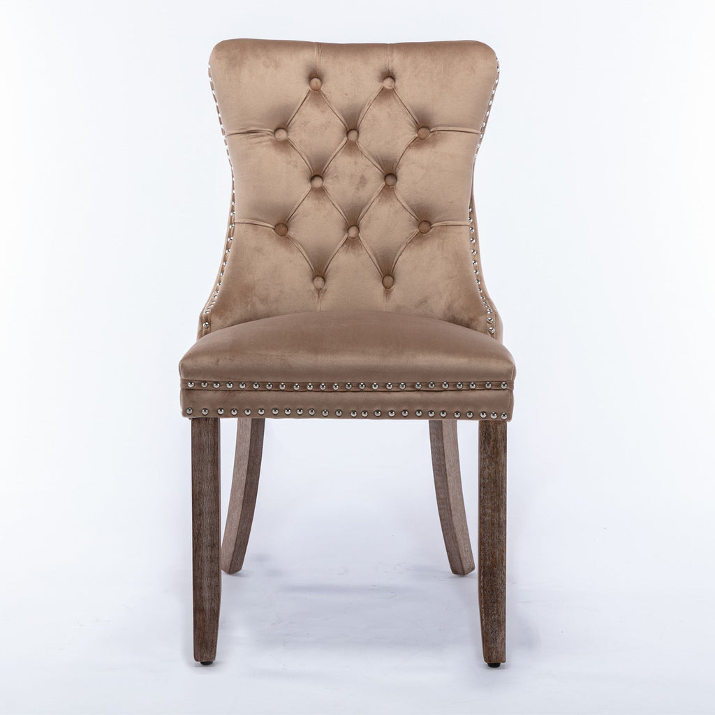 Modern High-end Tufted Solid Wood Velvet Dining Chair(Set of 2)
