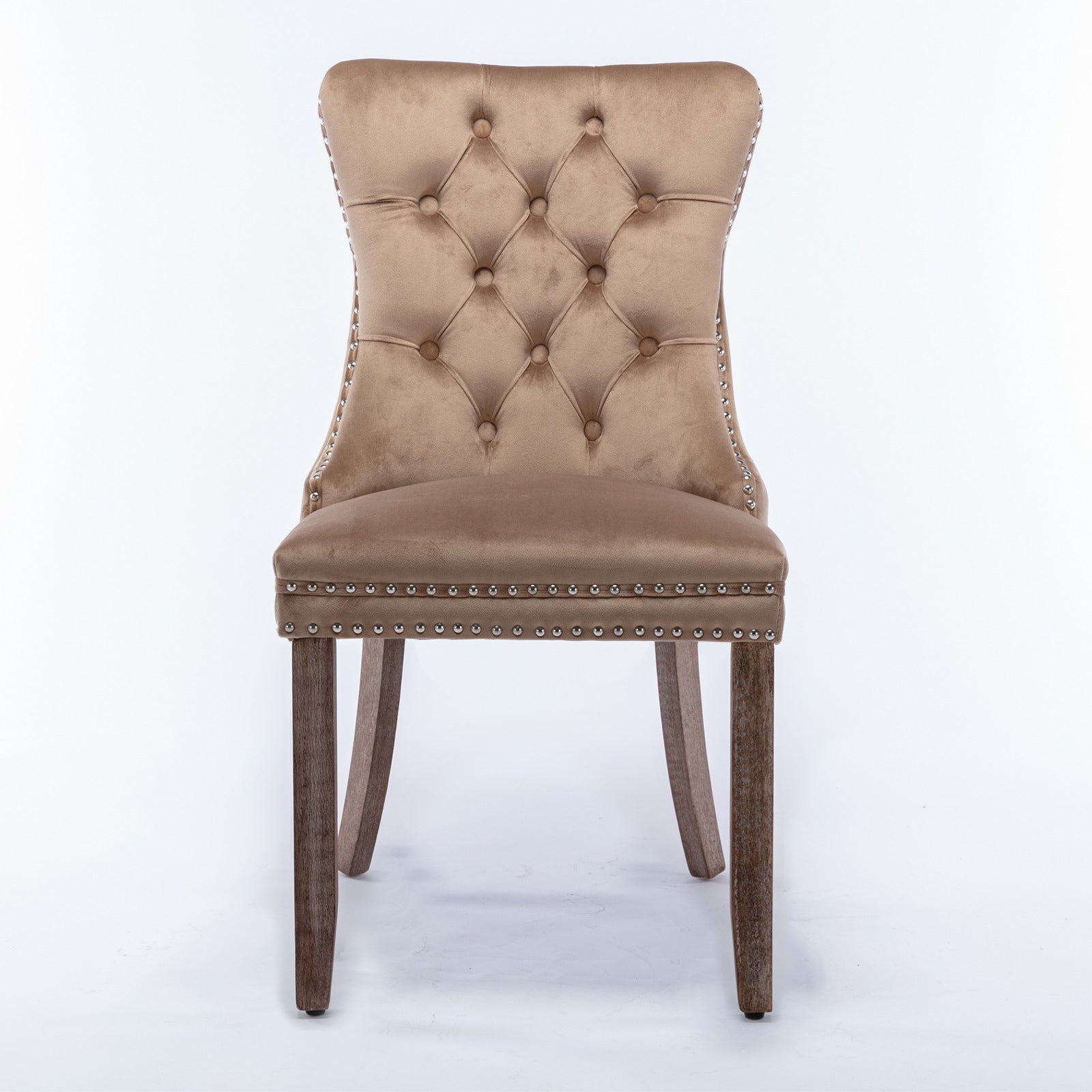 Modern High-end Tufted Solid Wood Velvet Dining Chair(Set of 2)