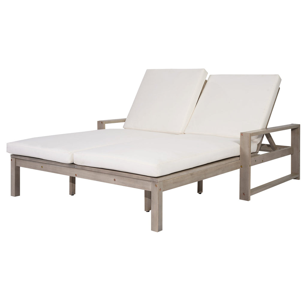 Double chaise lounge 5 position adjustable backs cushioned ideal for patio poolside relaxation