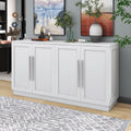 Buffet Cabinet with Adjustable Shelves and Silver Handles