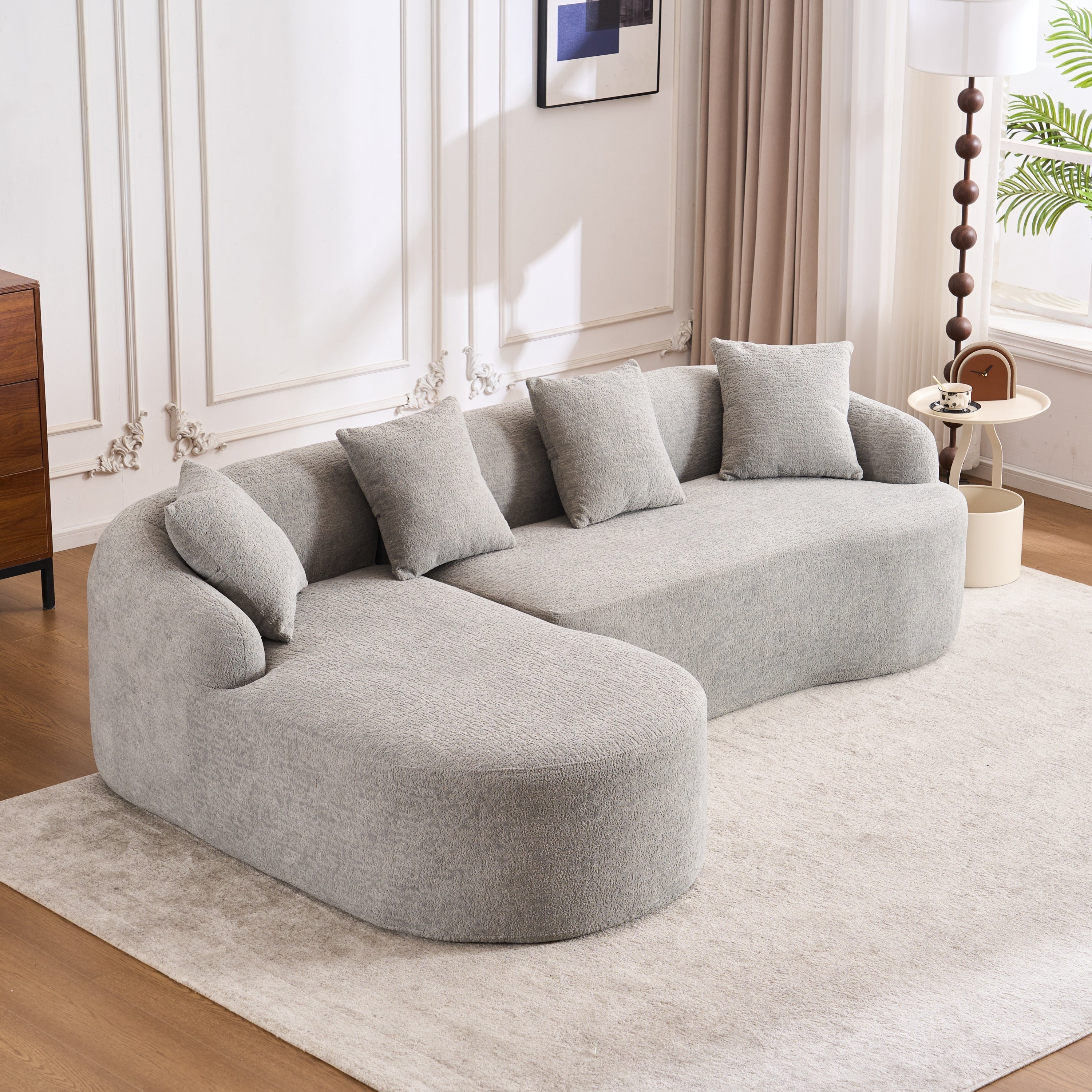 Boneless L-Shape Sectional Sofa with Curved Chaise