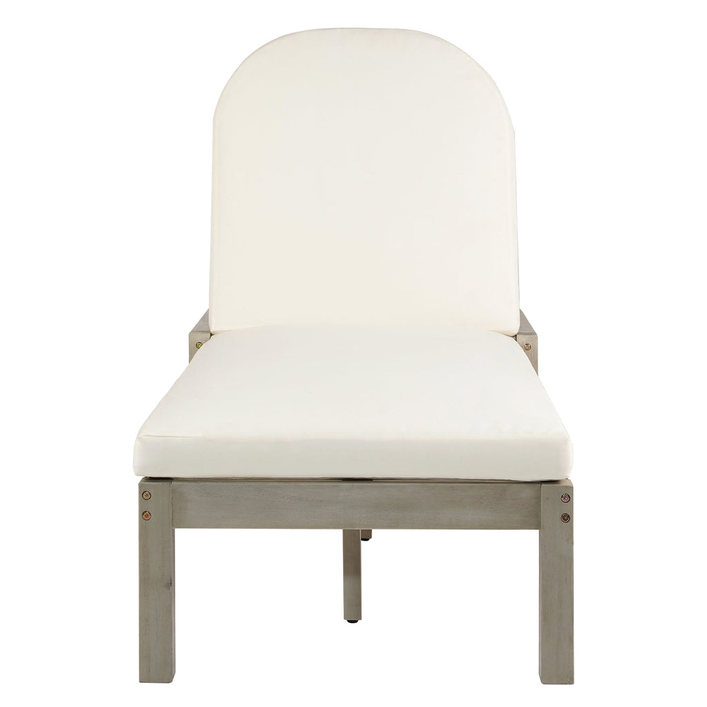 Acacia Wood Chaise Lounge Chairs 5-Position Adjustable Backrest for Patio Poolside