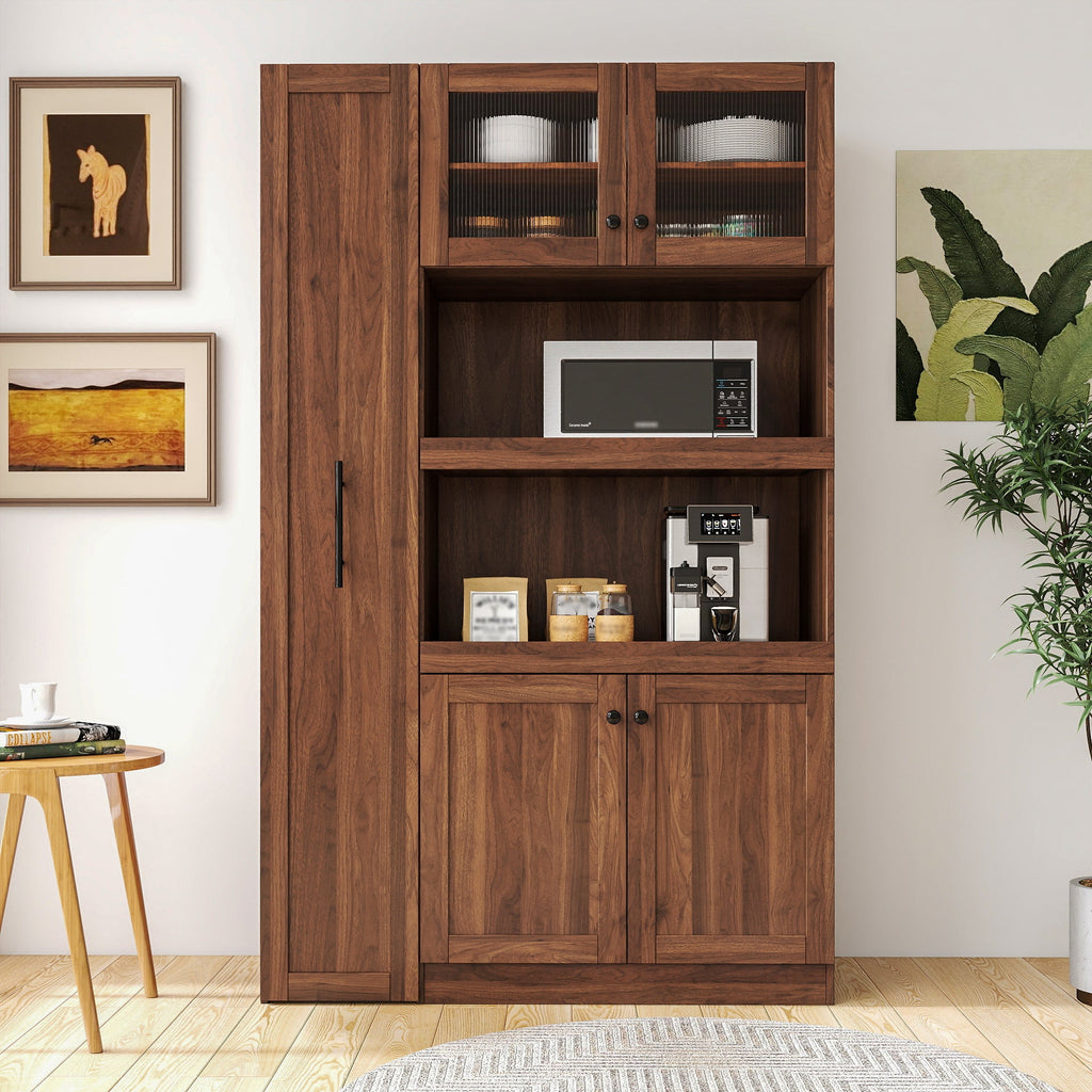 Farmhouse Pantry Organizers Cabinet with 4 Doors