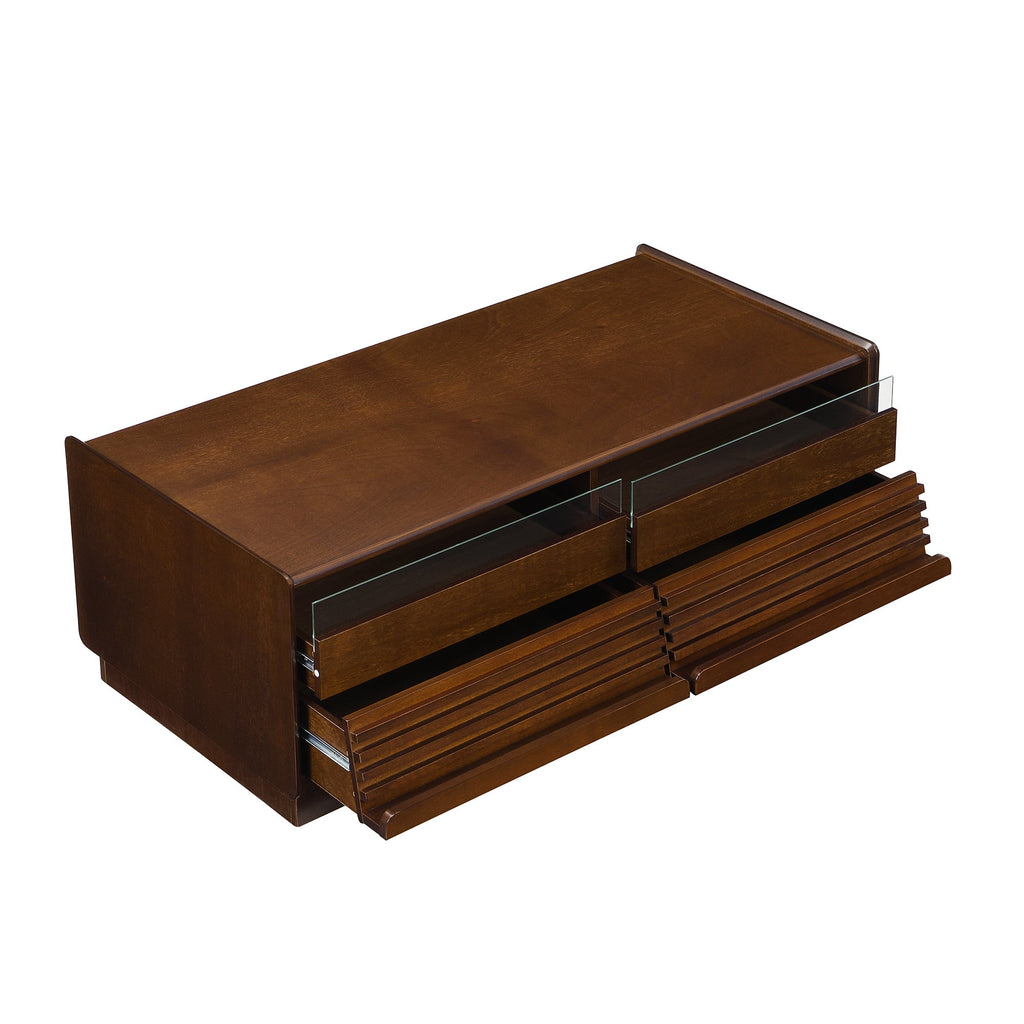 Modern 47.2' Wood Coffee Table with Fluted Style