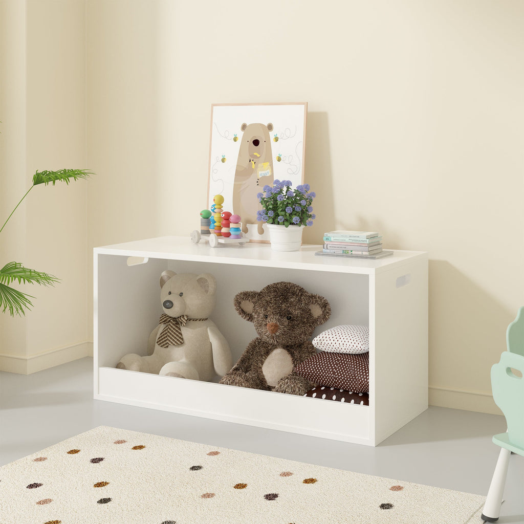 White Wooden Open Toy Storage Box for Kids