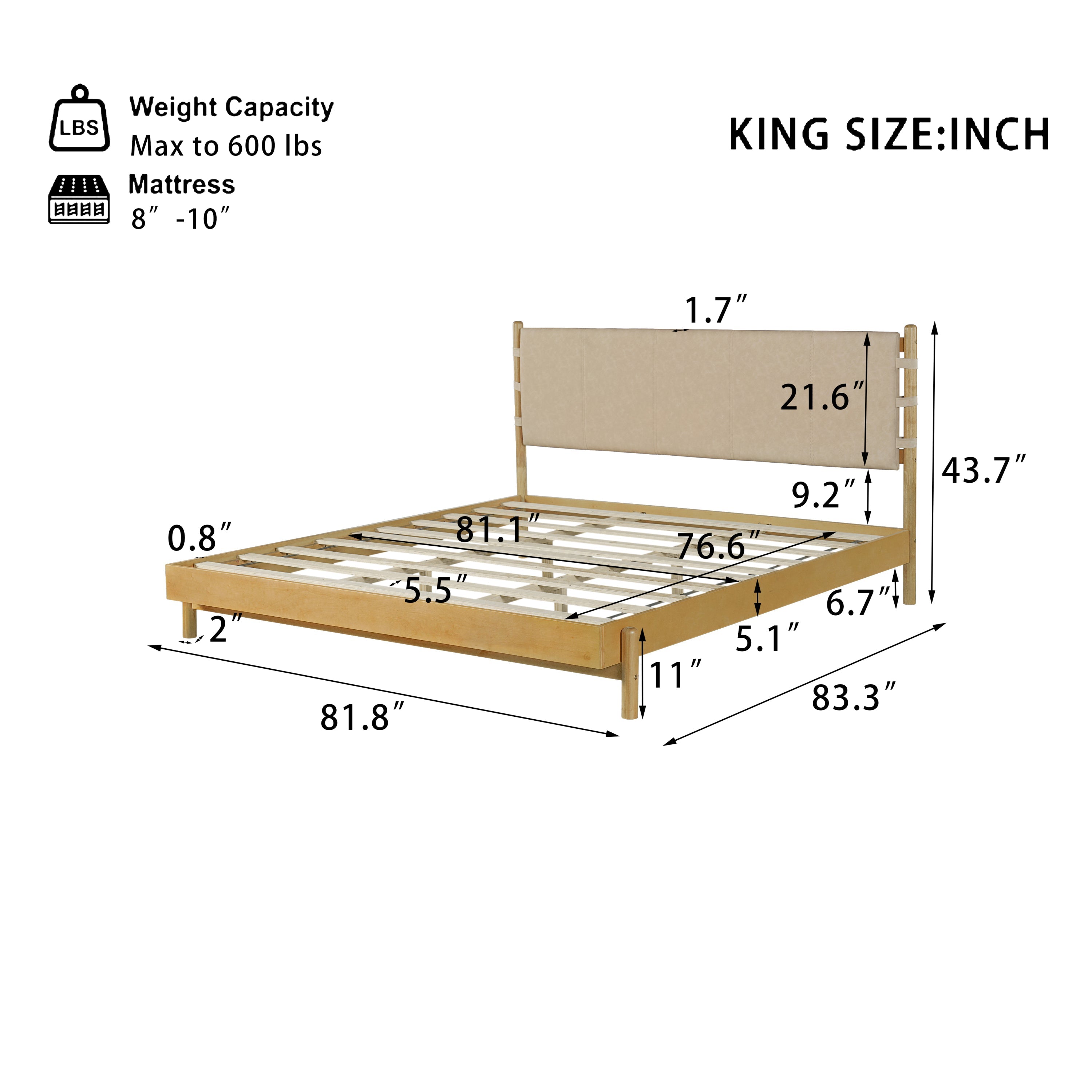 Premium Rubber Wood Platform Bed Frame