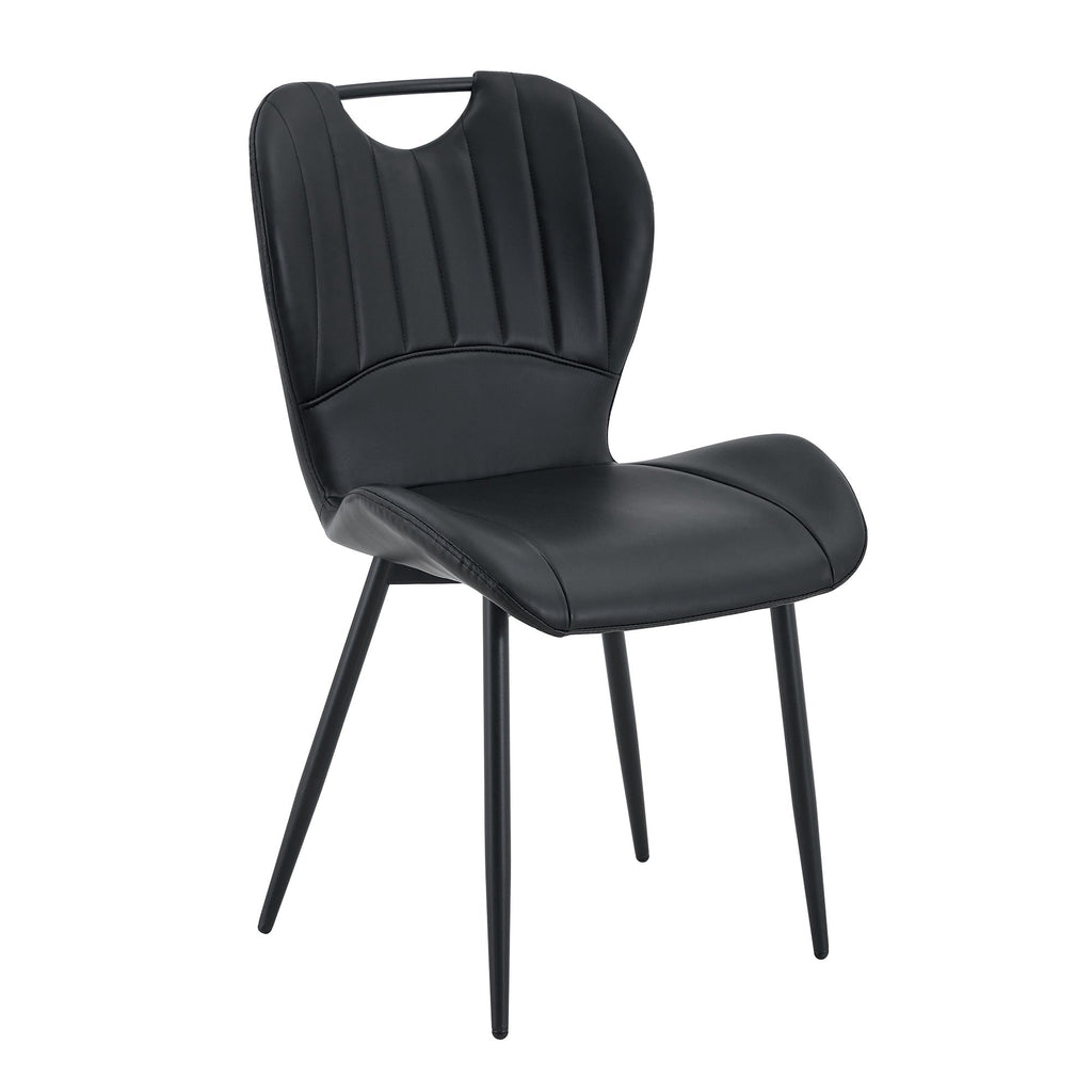 Set of 4 Fabric Dining Chairs Black Metal Frame Wide Cushioned Comfortable