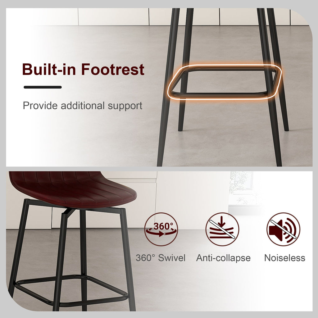 Modern Bar Stools with Swivel Mechanism (Set of 2)