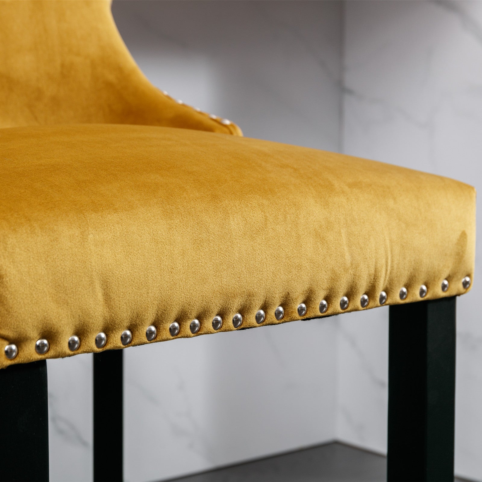 Leisure Style Velvet Upholstered Wing-Back Barstools (Set of 2)