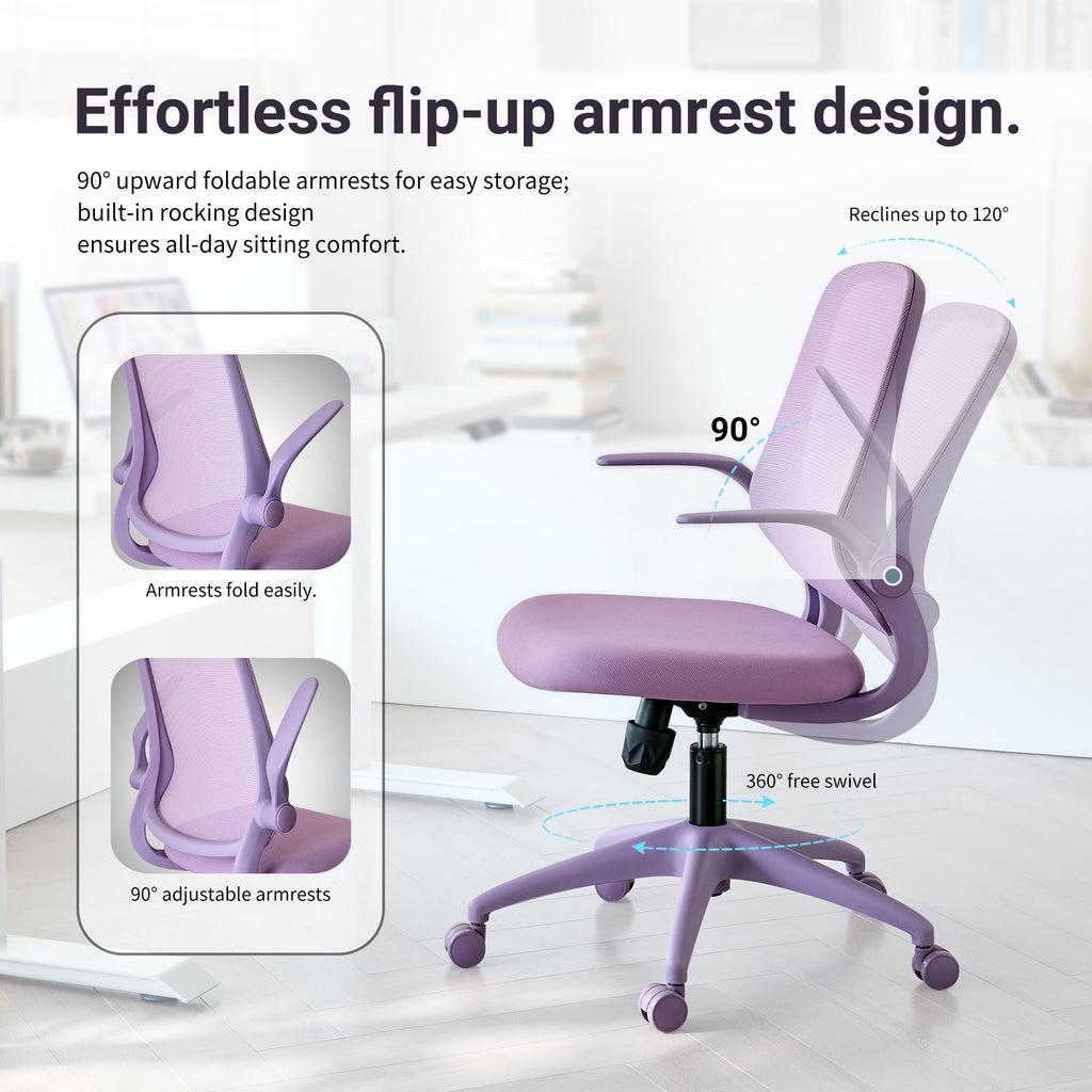 Colorful Ergonomic Office Chair with Flip-Up Armrests