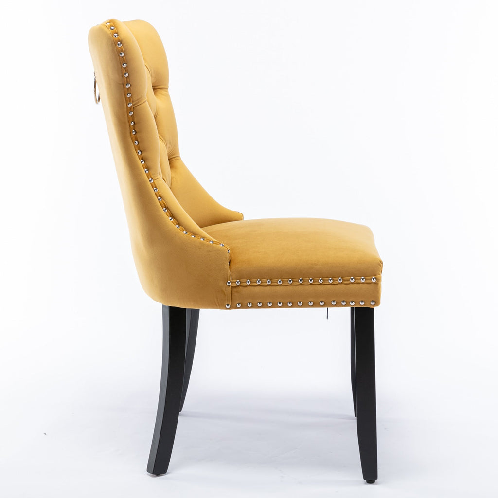Modern High-end Tufted Solid Wood Velvet Dining Chair(Set of 2)