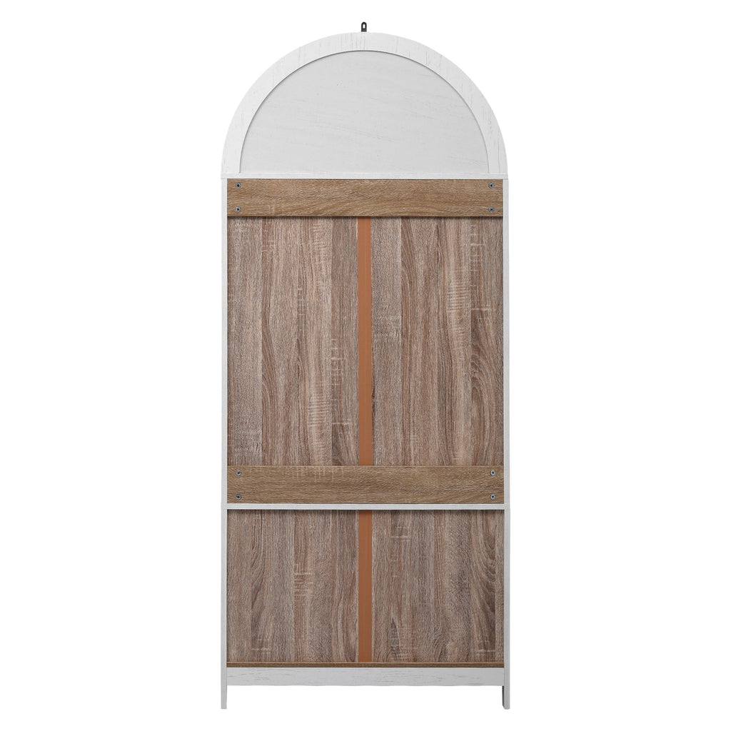 71” Tall Arched Modern Farmhouse Kitchen Pantry Cabinet with 2 Large Drawers