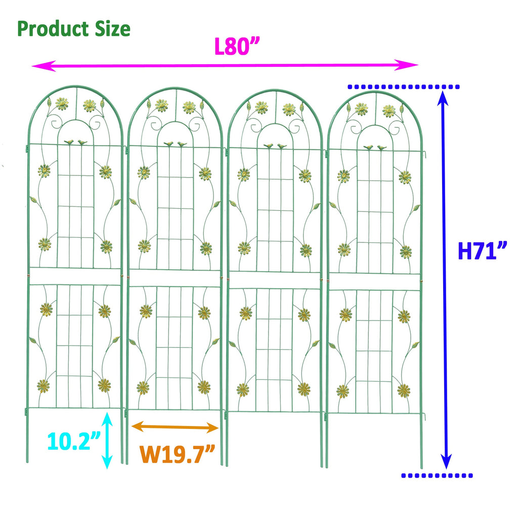 Metal Garden Trellis 71' x 19.7' Rustproof Trellis for Outdoor Flower Support