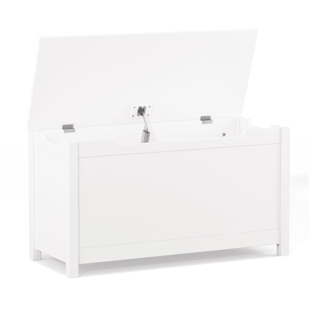 Kids Wooden Toy Box Storage with Safety Hinged Lid for Ages 2+