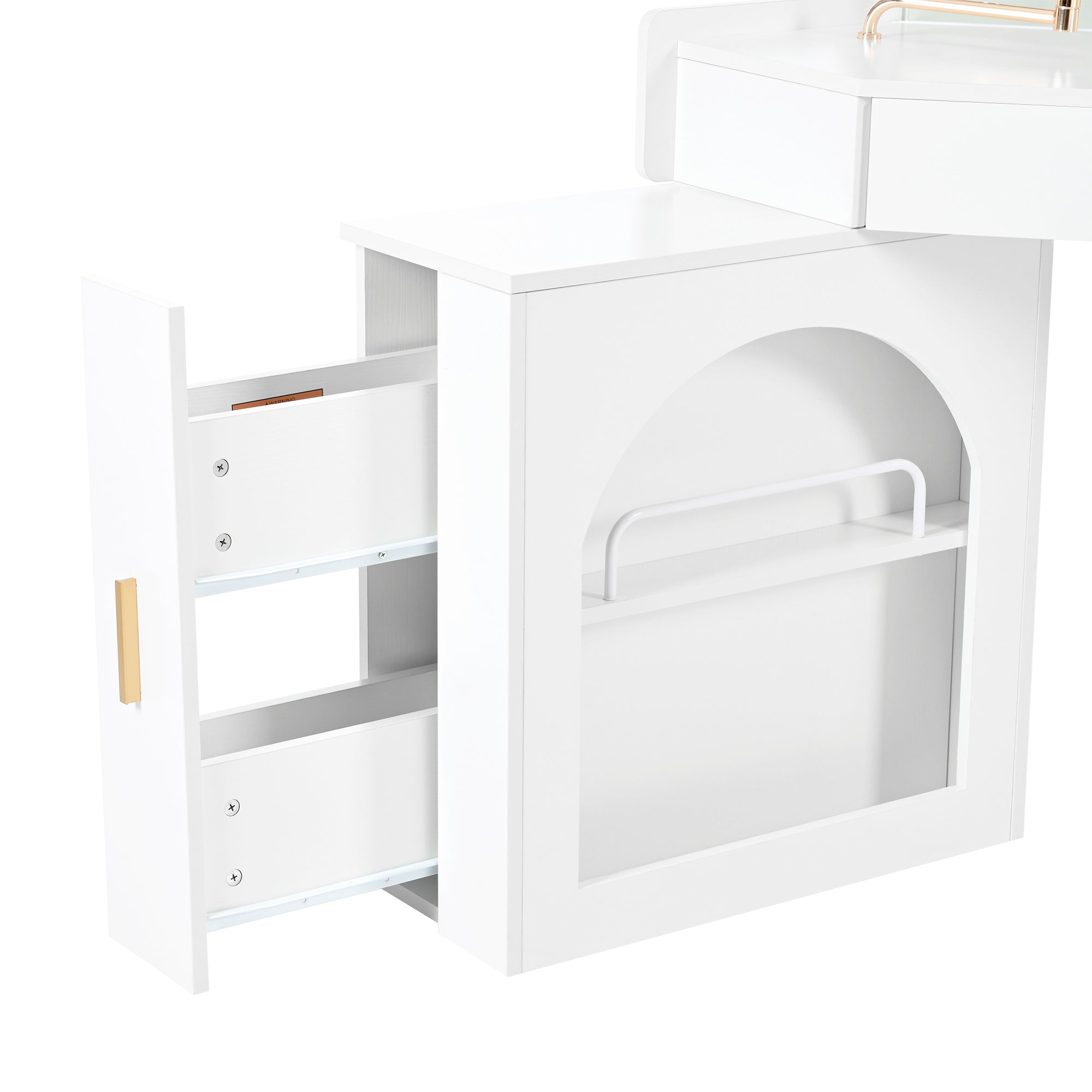 Modern Corner Vanity Set with Mirror and Stool