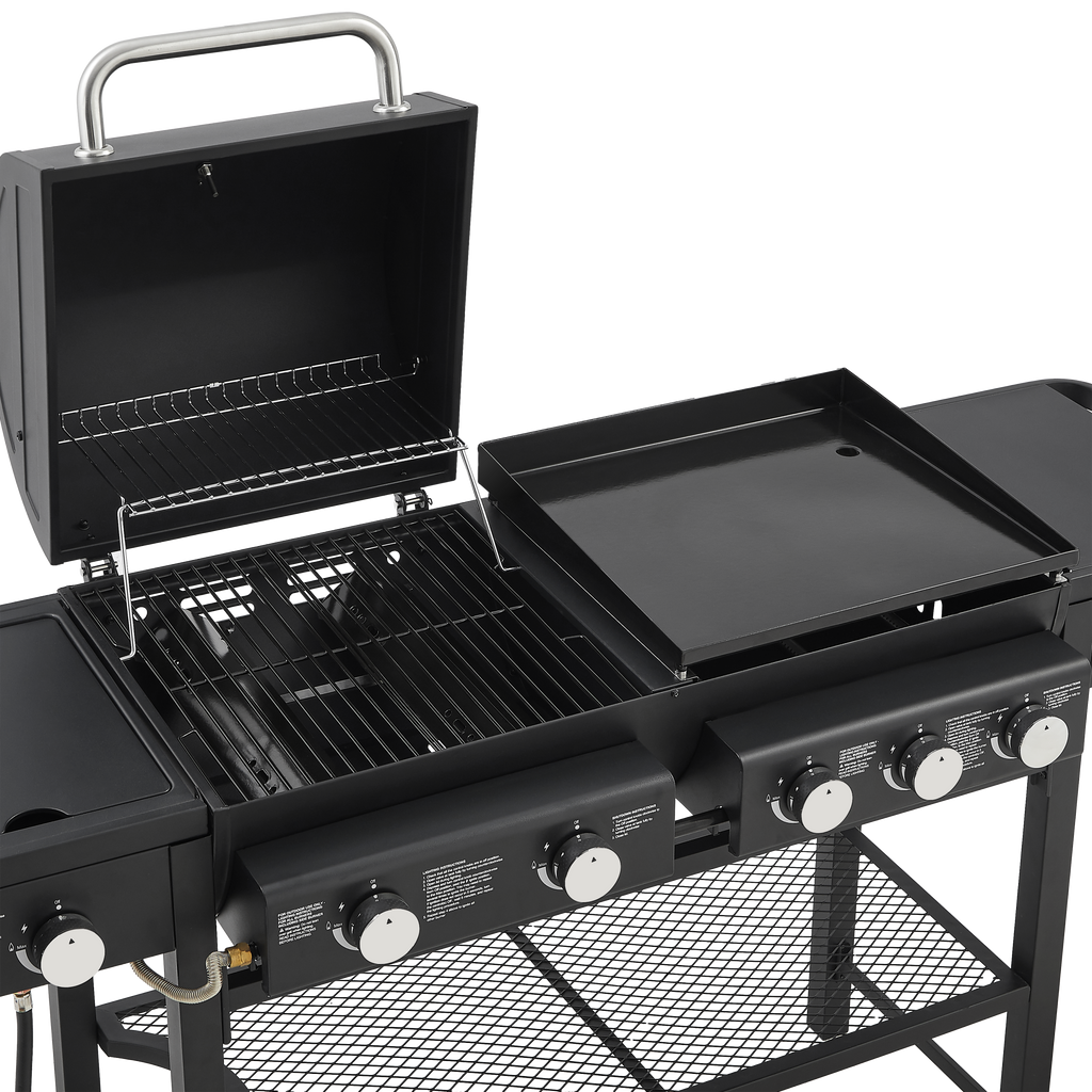 All-in-One 5 Burner Propane Gas Grill Griddle Combo 56000 BTU Heavy Duty Backyard BBQ
