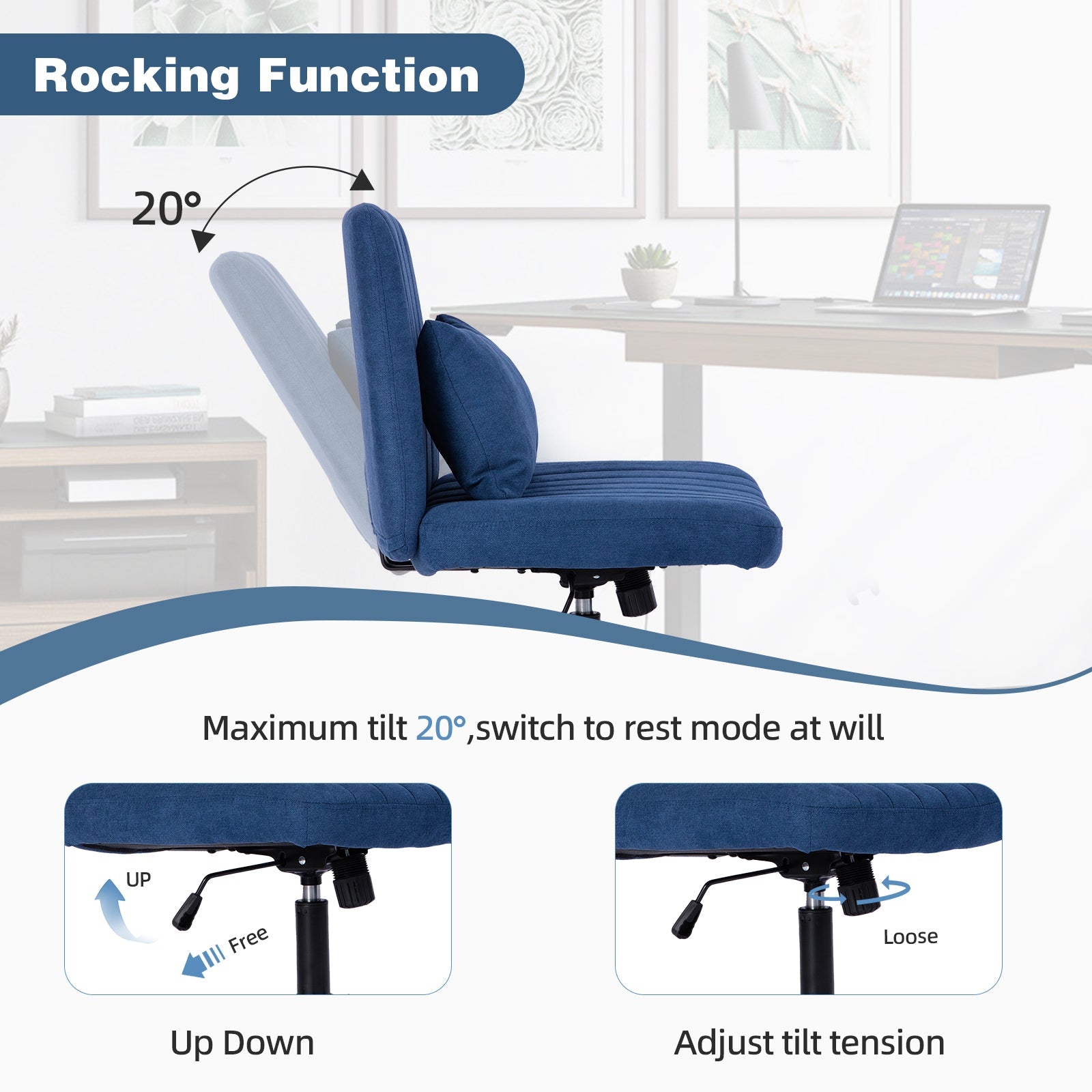 Criss Cross Armless Office Chair with Wheels
