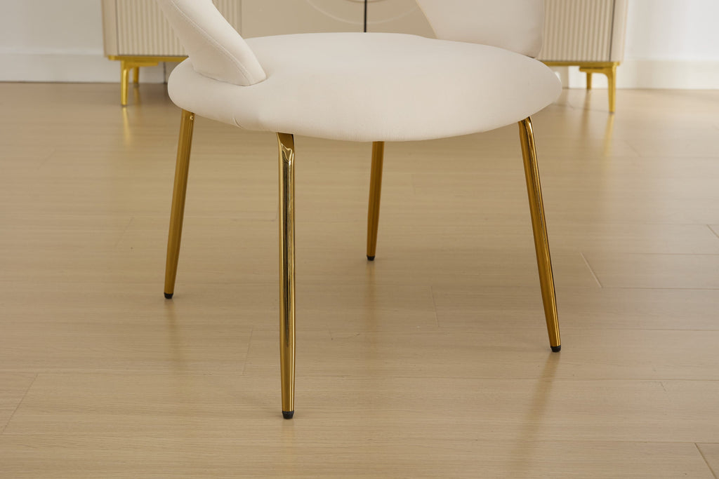 Velvet/Teddy Fabric Dining Chairs with Curved Backrest